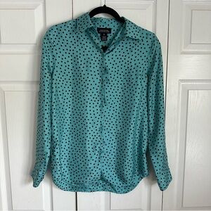 Jones New York Silk Polka Dot Top Blouse Womens Sz S Classic Office Corpcore